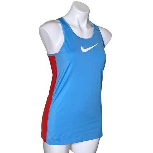 Nike Girls Pro Blue & Red Racerback Logo Tank Top, Sleeveless Girls' Size XL - Picture 2 of 8